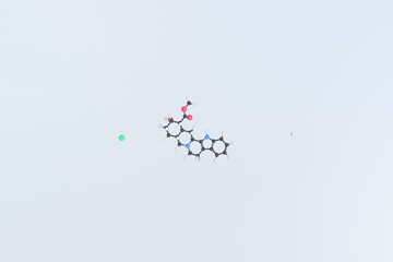 Yohimbine hydrochloride molecule, isolated molecular model. 3D rendering