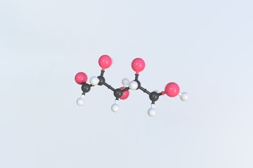 Molecule of xylose, isolated molecular model. 3D rendering