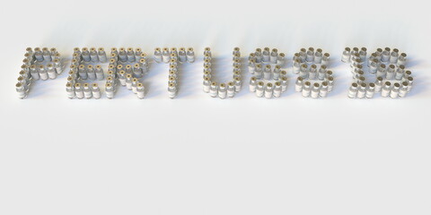 PERTUSSIS text made with many medical vials. 3D rendering