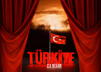 23 april, children's day, Turkey and Turkish Flag, Theater Stage