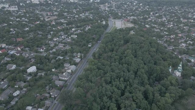 Air view from the drone to the city of Chernihiv in Ukraine