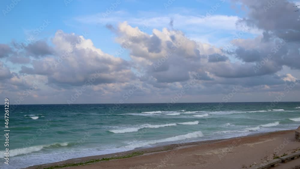 Wall mural Empty beach on Black Sea coast in Shabla town, Bulgaria, 4k video