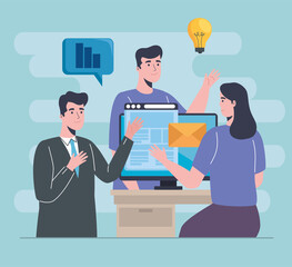 business persons with desktop