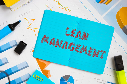 Business concept about Lean Management with sign on the page.