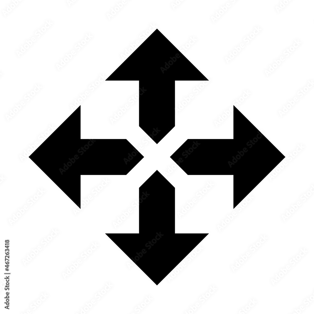 Poster arrows showing 4 directions move icon. vector image.