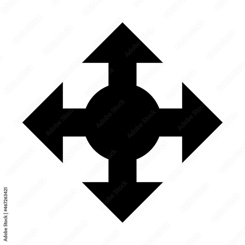 Poster arrows showing 4 directions move icon. vector image.