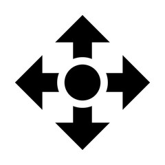 Arrows Showing 4 Directions Move  Icon. Vector Image.