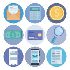 nine financial business icons