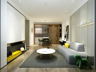 3d render of modern home living room