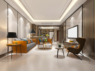 3D RENDER OF LUXURY LİVİNG ROOM