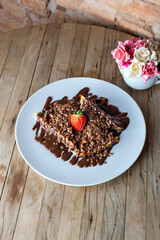 chocolate cake with currants