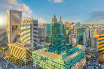 Downtown Baltimore city skyline , cityscape in Maryland USA - obrazy, fototapety, plakaty