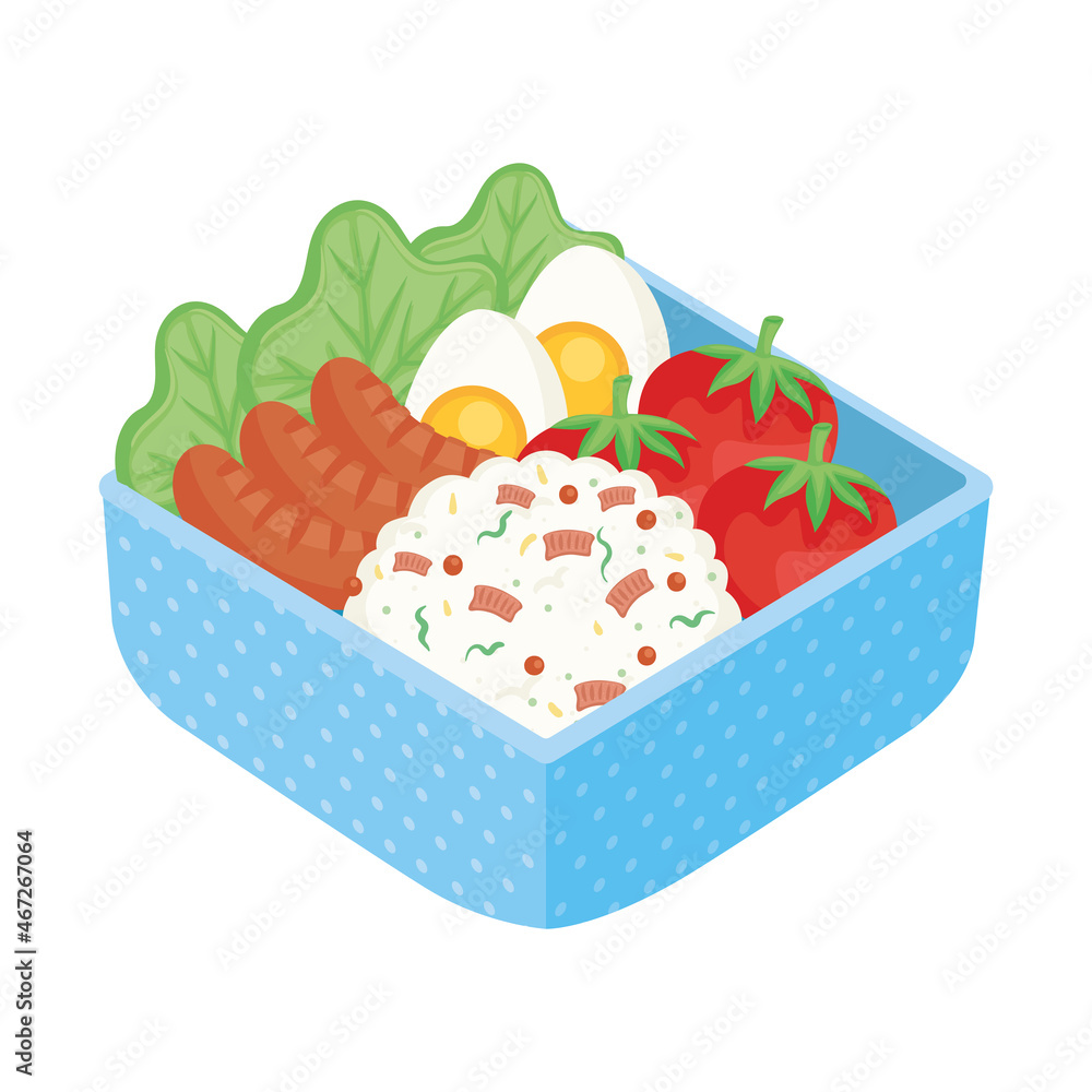 Sticker blue bento box with lunch