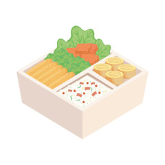 white bento box with lunch