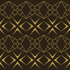 Decorative background pattern with geometric ornament on a black background. Seamless background for wallpaper, textures.