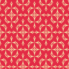 Vintage background pattern with floral ornaments on a red background. Seamless background for wallpaper, textures.