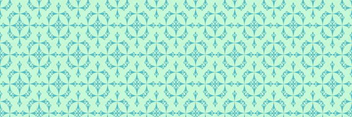 Obraz premium Background pattern with decorative ornament in blue-green tones for your design. Seamless background for wallpaper, textures