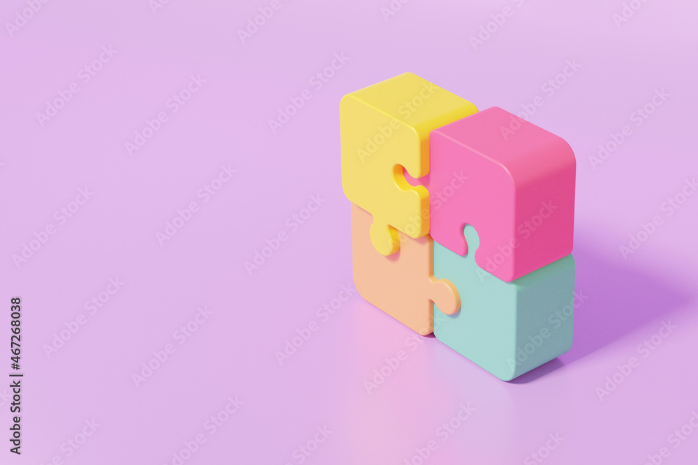 Aufkleber top view jigsaw puzzle pieces icon isometric brainstorming connection teamwork concept. collaboratio