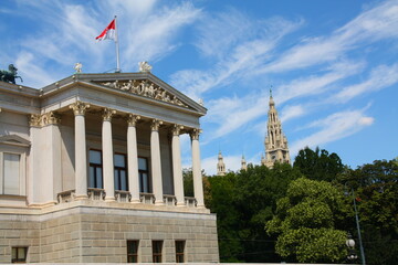 Fototapeta na wymiar Austrian parliament building and Vienna Town hall