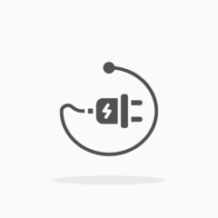Power Plug icon. Solid Glyph black style. Vector illustration. Enjoy this icon for your project.