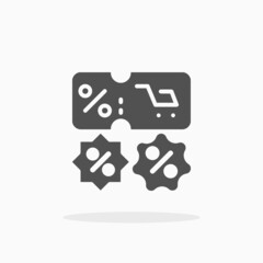 Coupon Discount icon. Solid Glyph black style. Vector illustration. Enjoy this icon for your project.