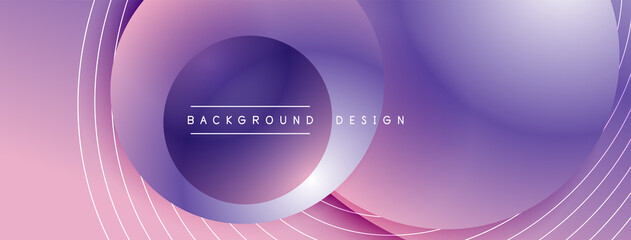 Gradient circles with shadows. Vector techno abstract background. Modern overlapping forms wallpaper background, design template