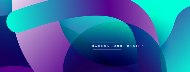 Abstract overlapping lines and circles geometric background with gradient colors