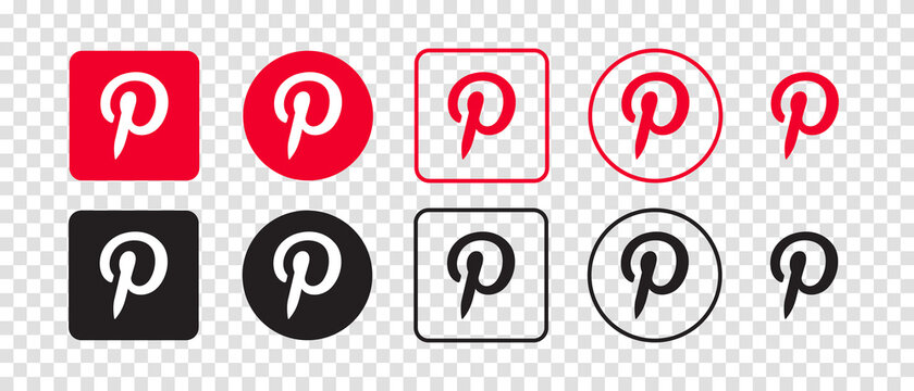 Pinterest vector logo icon set. Vector illustration