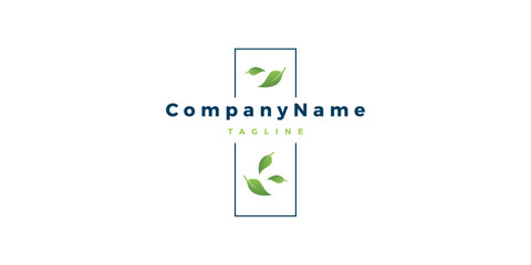 Leaves contemporary green logo