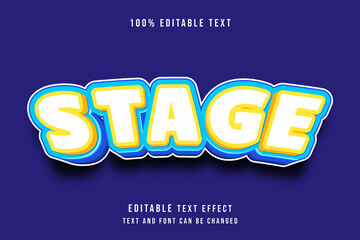 Stage,3 dimensions editable text effect yellow orange blue modern shadow style