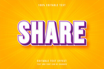 Share,3 dimensions editable text effect modern purple gradation text style