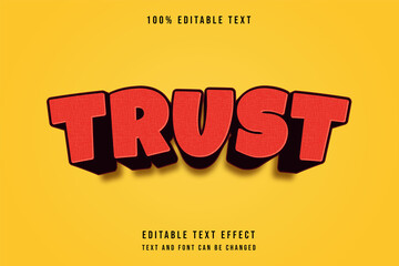 Trust,3 dimensions editable text effect red modern shadow comic style