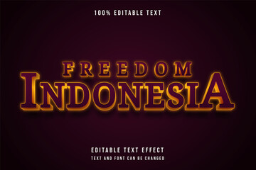 Freedom indonesia,3 dimensions editable text effect pink gradation modern shadow style