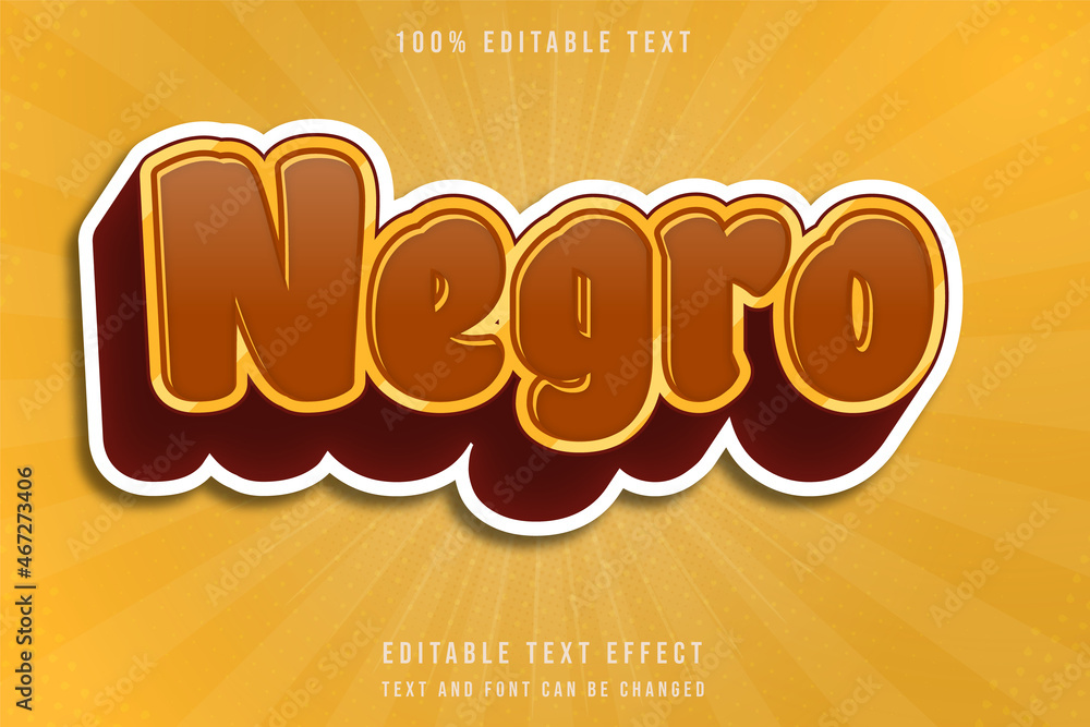 Aufkleber negro,3 dimensions editable text effect modern shadow style