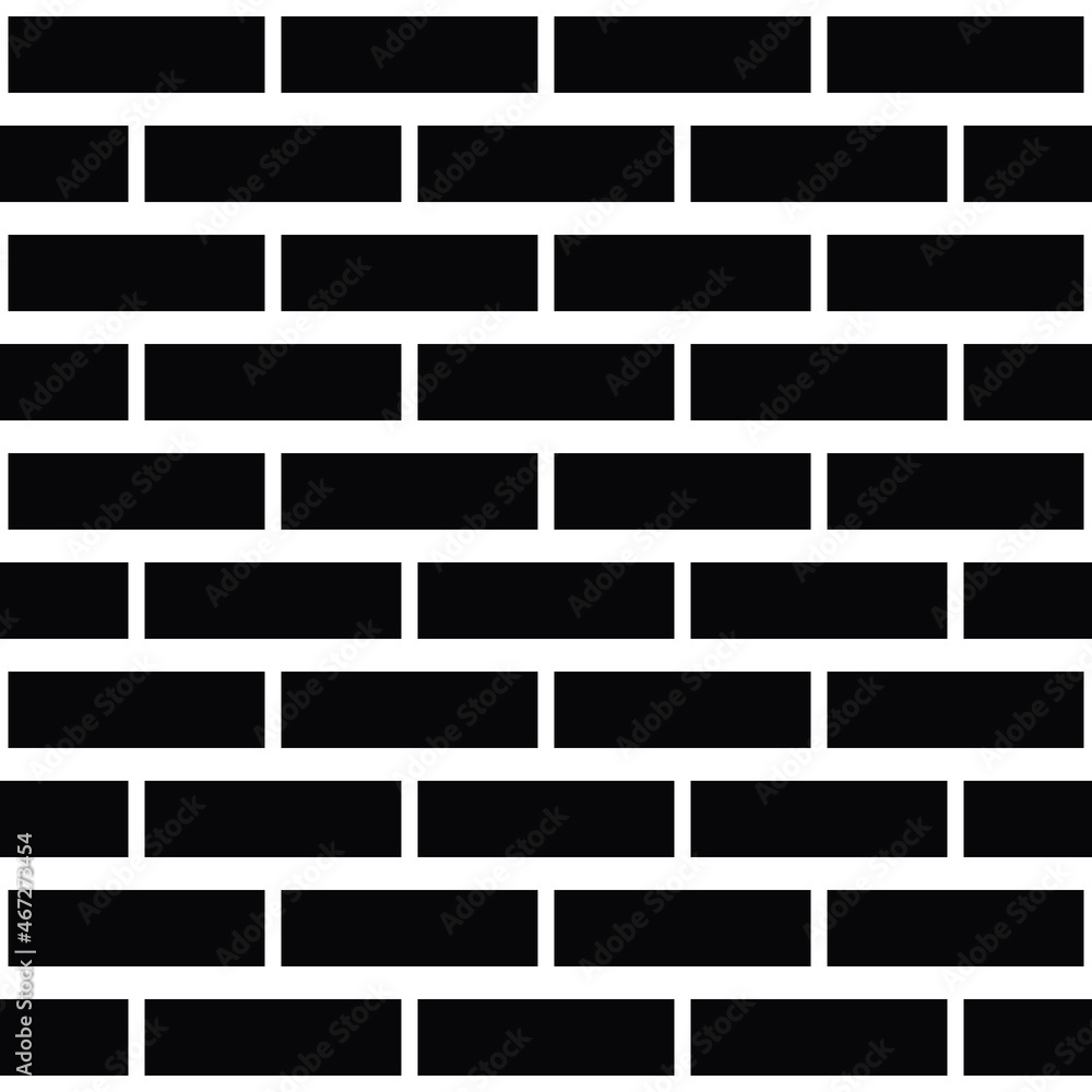 Poster the simplest black bricks. seamless vector and rectangles standing like bricks.