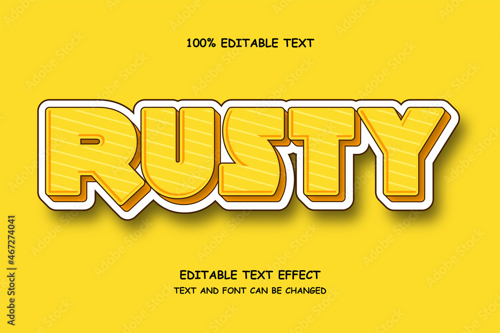 Poster rusty,3 dimensions editable text effect yellow modern shadow style
