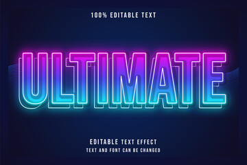 Ultimate,3 dimensions editable text effect blue pink modern shadow style