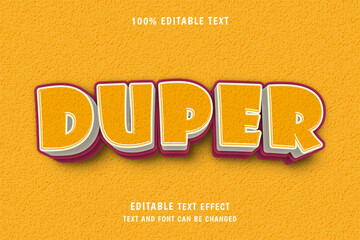 Duper,3 dimensions editable text effect red yellow modern shadow pattern style