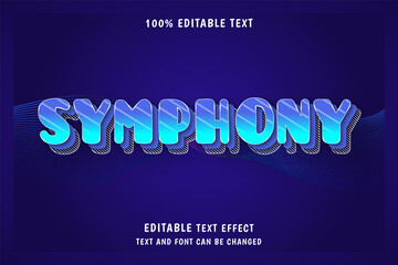 Symphony,3 dimensions editable text effect blue modern shadow comic style