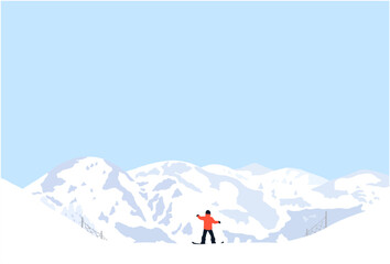 Obraz na płótnie Canvas 冬の雪山のある風景 