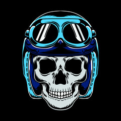 vintage skull with helmet motorcycle