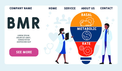 BMR - Basal Metabolic Rate acronym. medical concept background.  vector illustration concept with keywords and icons. lettering illustration with icons for web banner, flyer, landing 