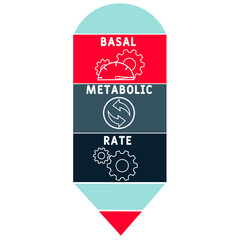 BMR - Basal Metabolic Rate acronym. medical concept background.  vector illustration concept with keywords and icons. lettering illustration with icons for web banner, flyer, landing 