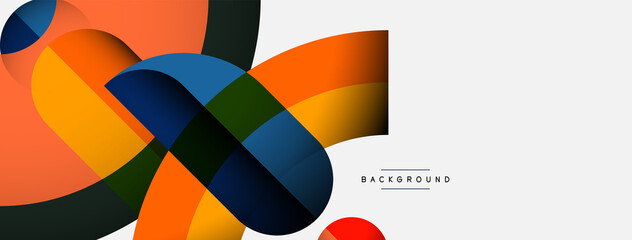 Geometric abstract background. Round shapes, circles, lines composition for wallpaper banner background or landing page