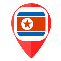 North Korea flag pin marker location country