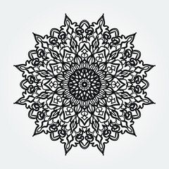 Indian Ornament black white card with mandala