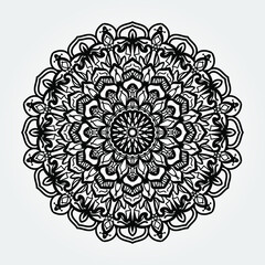 Indian Ornament black white card with mandala