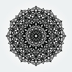 Indian Ornament black white card with mandala
