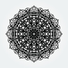 Indian Ornament black white card with mandala