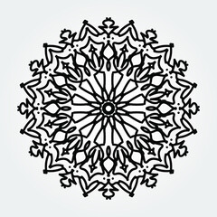 Indian Ornament black white card with mandala